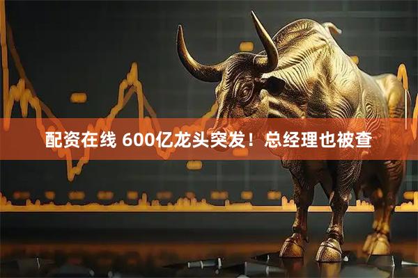 配资在线 600亿龙头突发！总经理也被查